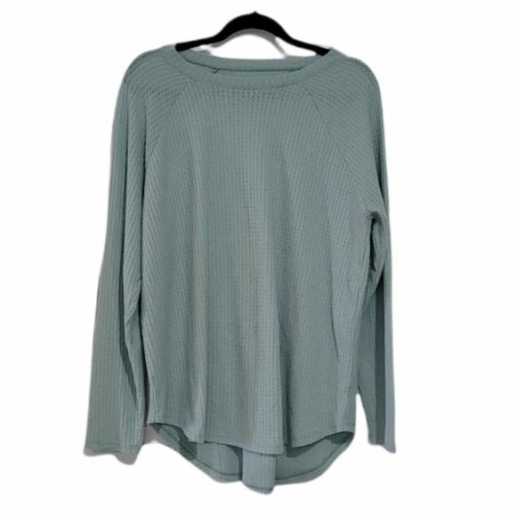 American Eagle Outfitters Tops - American Eagle Sage Green Waffle Knit Long Sleeve Top